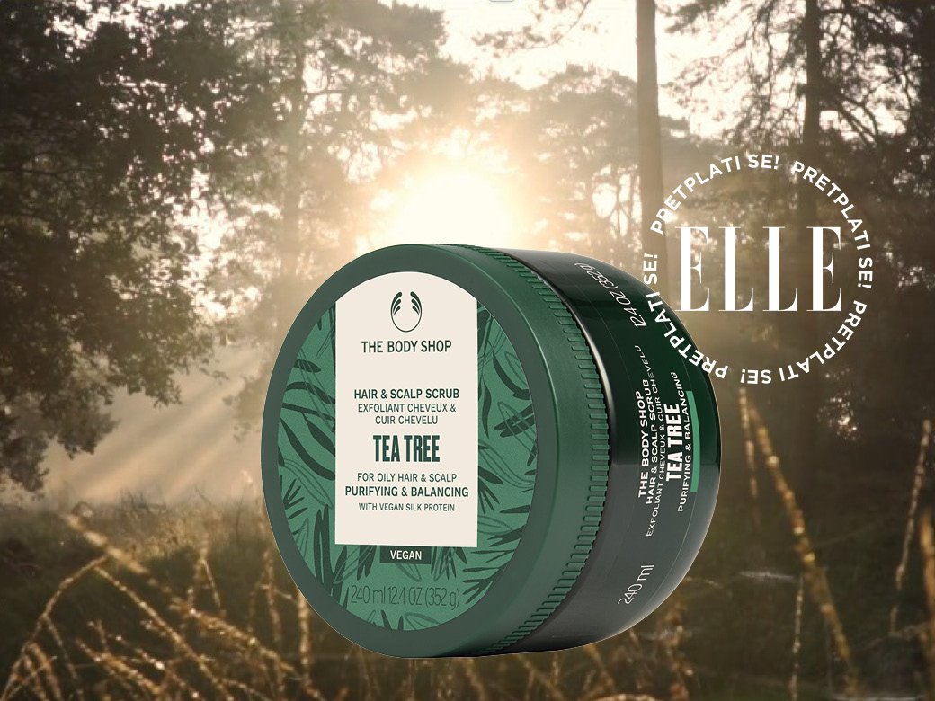 Ako želite da vam magazin Elle svakog meseca stiže na kućnu adresu, pretplatite se za samo 3.190 RSD, a na poklon dobijate The Body Shop Tea Tree purifying and balncing hair and scalp scrub!