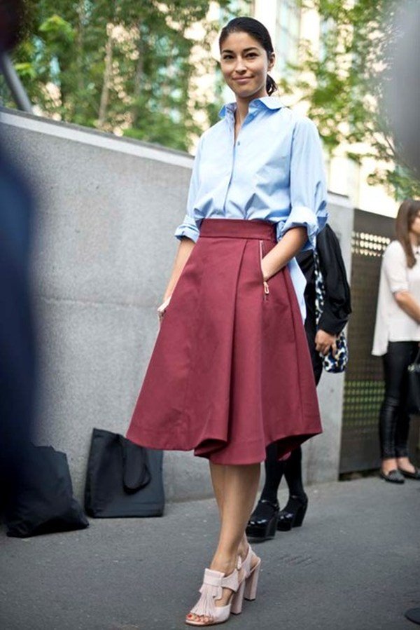 Street style trend: Midi-suknja