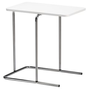 IKEA stočić sa belom pločom i metalnim nogicama.