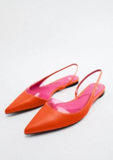 Slingback cipele jarkih boja sjajan su izbor kada želite da naglasite autfit.