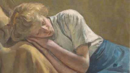 devojka leži sklupčana