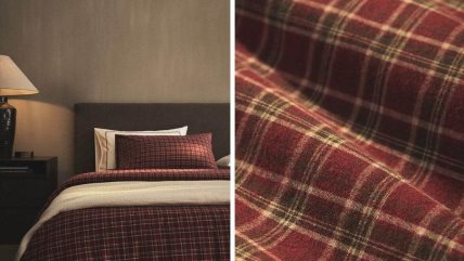 krevet sa kariranim dezenom