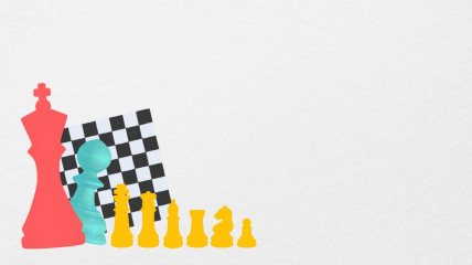 Ilustracija šahovske table i figura.