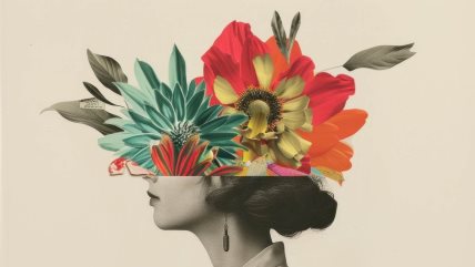 ilustracija devojke s cvecem na glavi