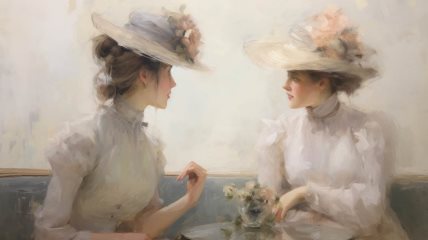 Slika dve žene koje razgovaraju.