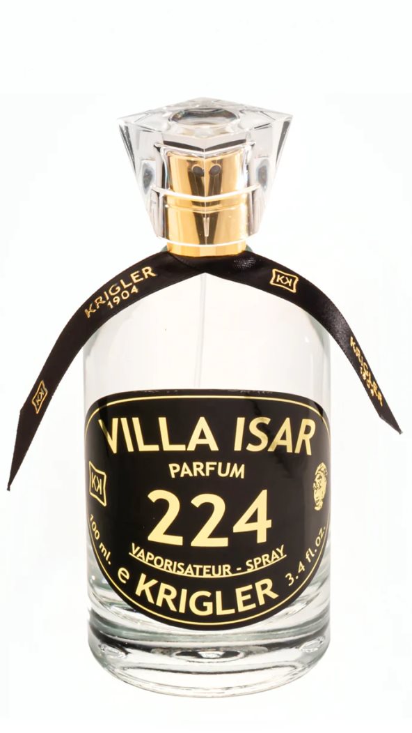 Villa Isar parfum 224 u providnoj bočici sa braon etiketom i mašnom.