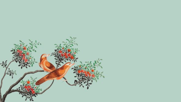 Ilustracija dve ptice na grani.