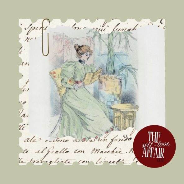 Ilustracija žene koja čita knjigu.