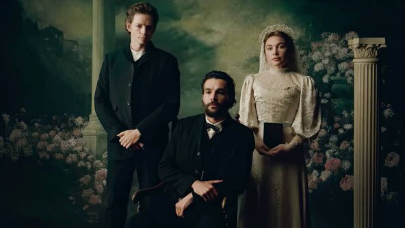 Florence Pugh , Mike Faist and Christopher Abbott u Netflixovoj seriji "East of Eden" koja stiže na platformu u oktobru 2026.
